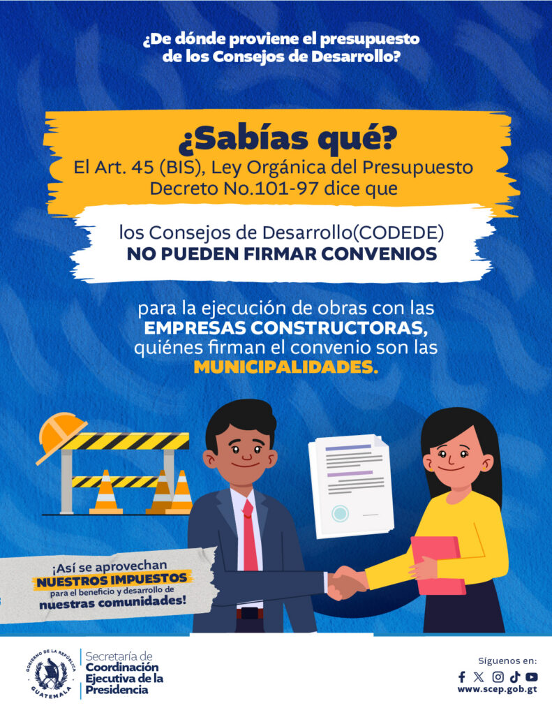 LAS MUNICIPALIDADES SON LAS ENCARGADAS DE FIRMAR CONTRATOS DE EJECUCIÓN DE PROYECTOS CON LAS CONSTRUCTORAS